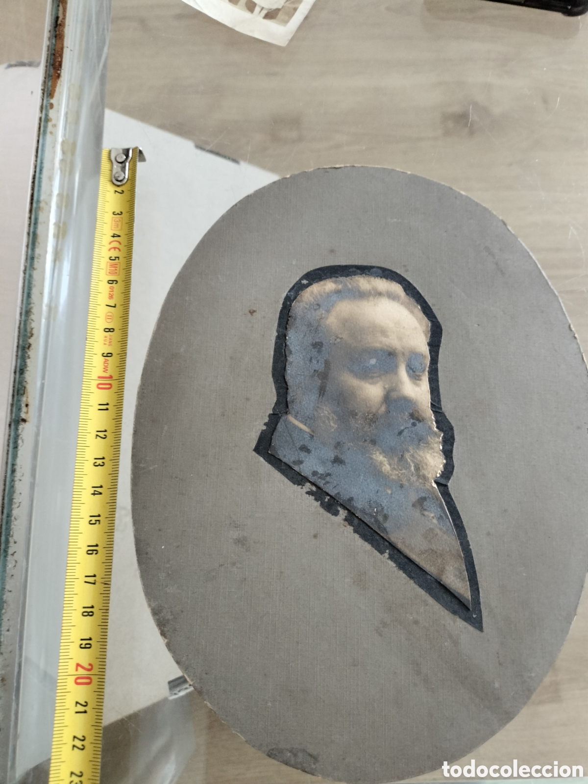 Fotografia antica: CR curioso recorte retrato de caballero en &oacute;valo