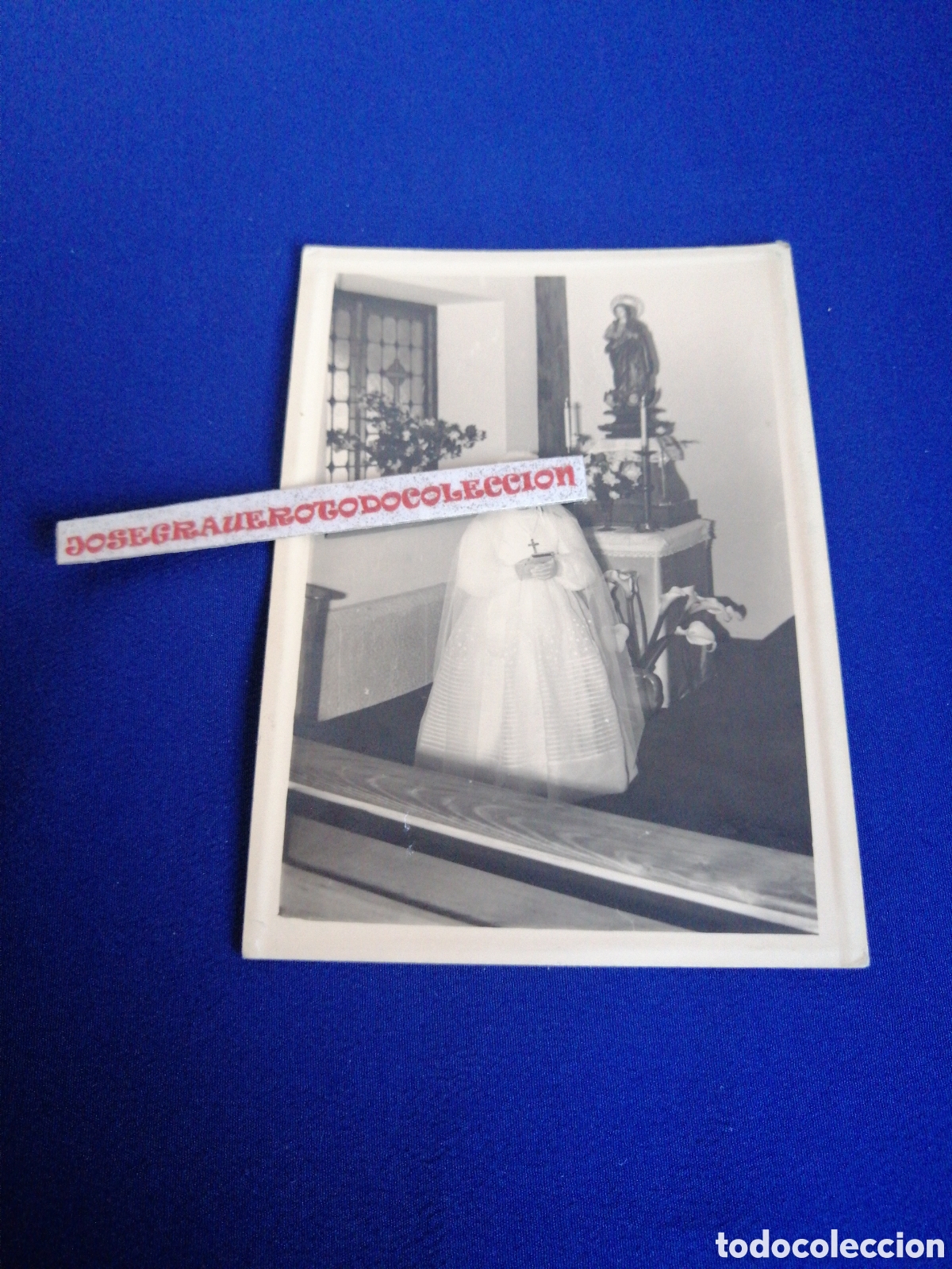 Fotografia antiga: COMUNI&Oacute;N NI&Ntilde;A MODELO- VIRGEN ESCULTURA FOTOGRAF&Iacute;A ANTIGUA SIGLO PASADO