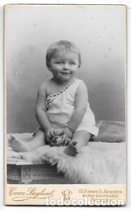 Fotografia antica: POSADO DE BEBE EN ESTUDIO FOTO CVAN. BOGHIUT, AMBERES. SOBRE 1880 - ALBUMINA-4220