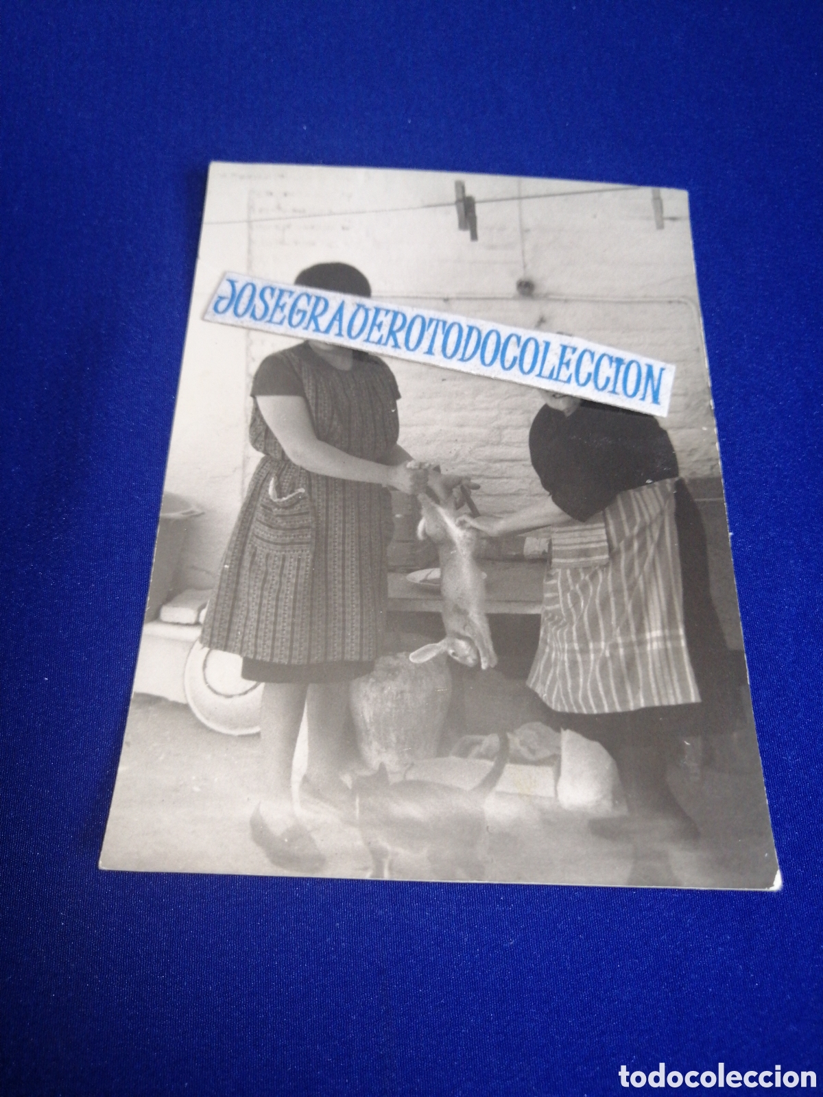 Fotograf&iacute;a antigua: MODELOS PREPARANDO PAELLA VALENCIANA CON CONEJO PARA PAELLA FOTOGRAF&Iacute;A ANTIGUA SIGLO PASADO