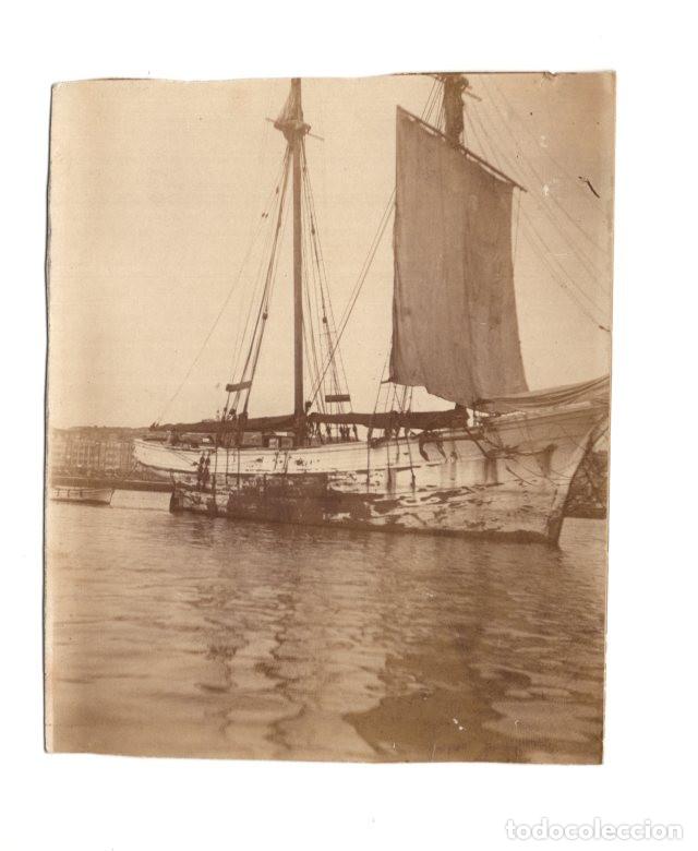 Fotografia antica: BARCO. GOLETA DE DOS M&Aacute;STILES. TRANSPORTE DE MERCANC&Iacute;AS. ALREDEDOR DE 1900-1920. 9X11.APROX.