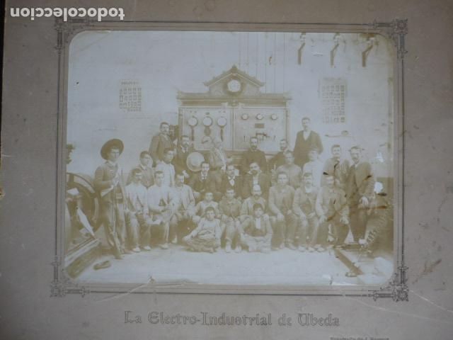 Fotografia antiga: UBEDA JAEN LA ELECTRO INDUSTRIAL J. VASEROT FOTOGRAFO ALBUMINA SOBRE CART&Oacute;N 30 X 36 CM