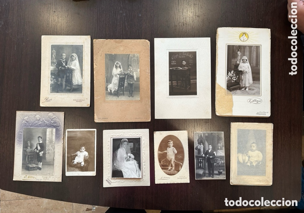Alte Fotografie: LOTE DE 10 FOTOGRAFIAS ALBUMINA RETRATOS NI&Ntilde;OS - DIFERENTES FOTOGRAFOS BARCELONA SXIX.(Y).