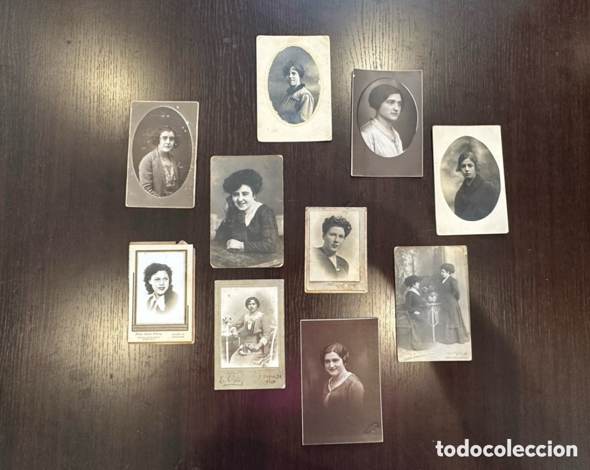 Alte Fotografie: LOTE DE 10 FOTOGRAFIAS ALBUMINA RETRATOS MUJERES- DIFERENTES FOTOGRAFOS BARCELONA SXIX. (J).