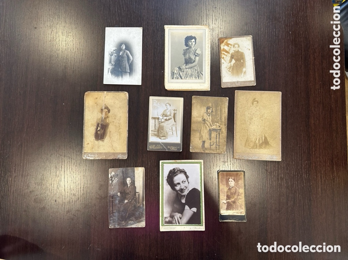 Alte Fotografie: LOTE DE 10 FOTOGRAFIAS ALBUMINA RETRATOS MUJERES- DIFERENTES FOTOGRAFOS BARCELONA SXIX.(K).
