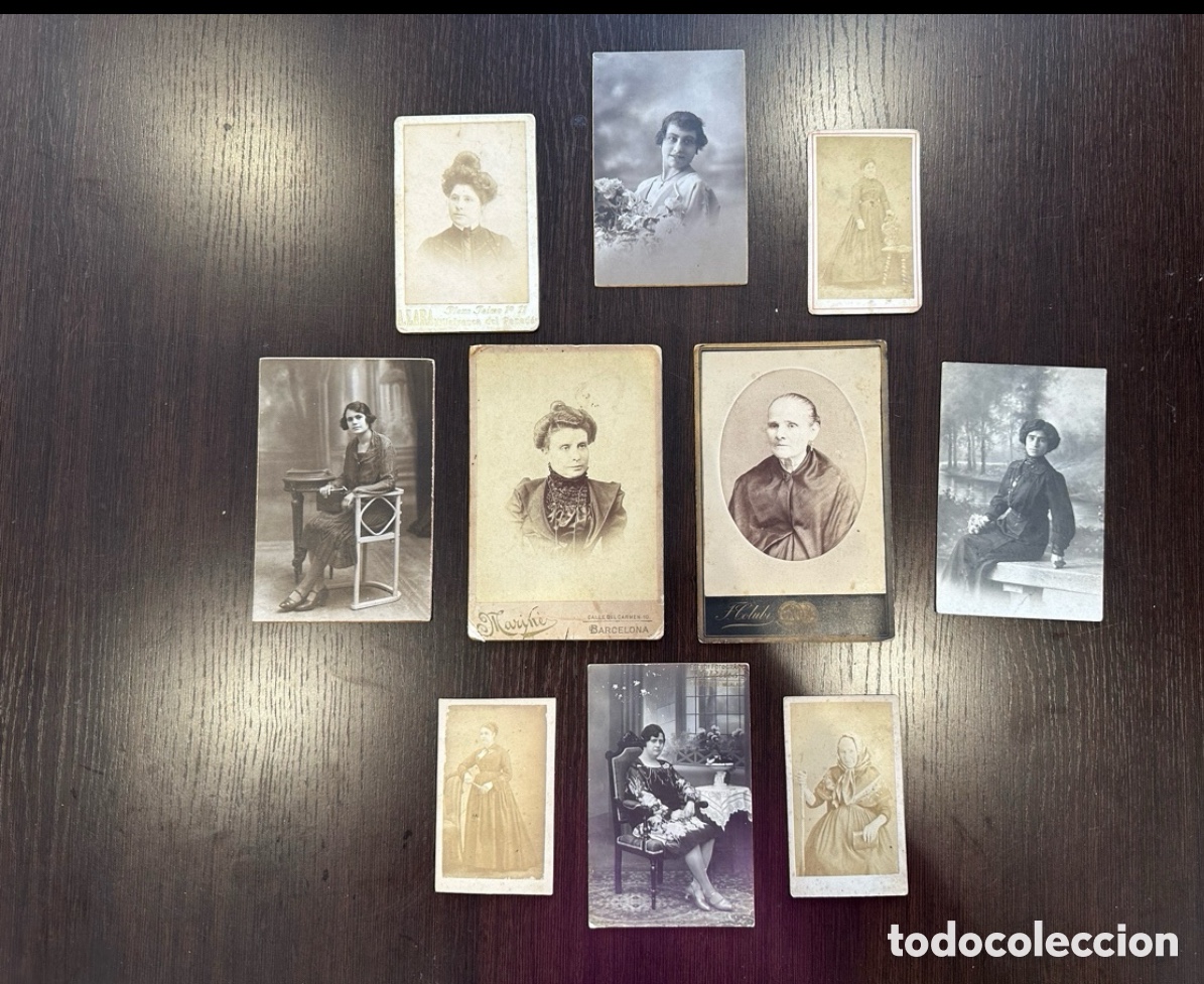 Fotografia antica: LOTE DE 10 FOTOGRAFIAS ALBUMINA RETRATOS MUJERES- DIFERENTES FOTOGRAFOS BARCELONA SXIX.(L).