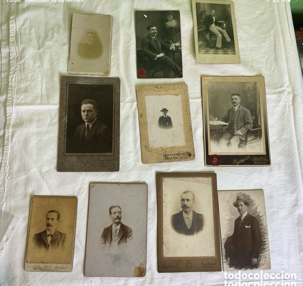 Alte Fotografie: LOTE DE 10 FOTOGRAFIAS ALBUMINA RETRATOS HOMBRES - DIFERENTES FOTOGRAFOS BARCELONA SXIX. (c).