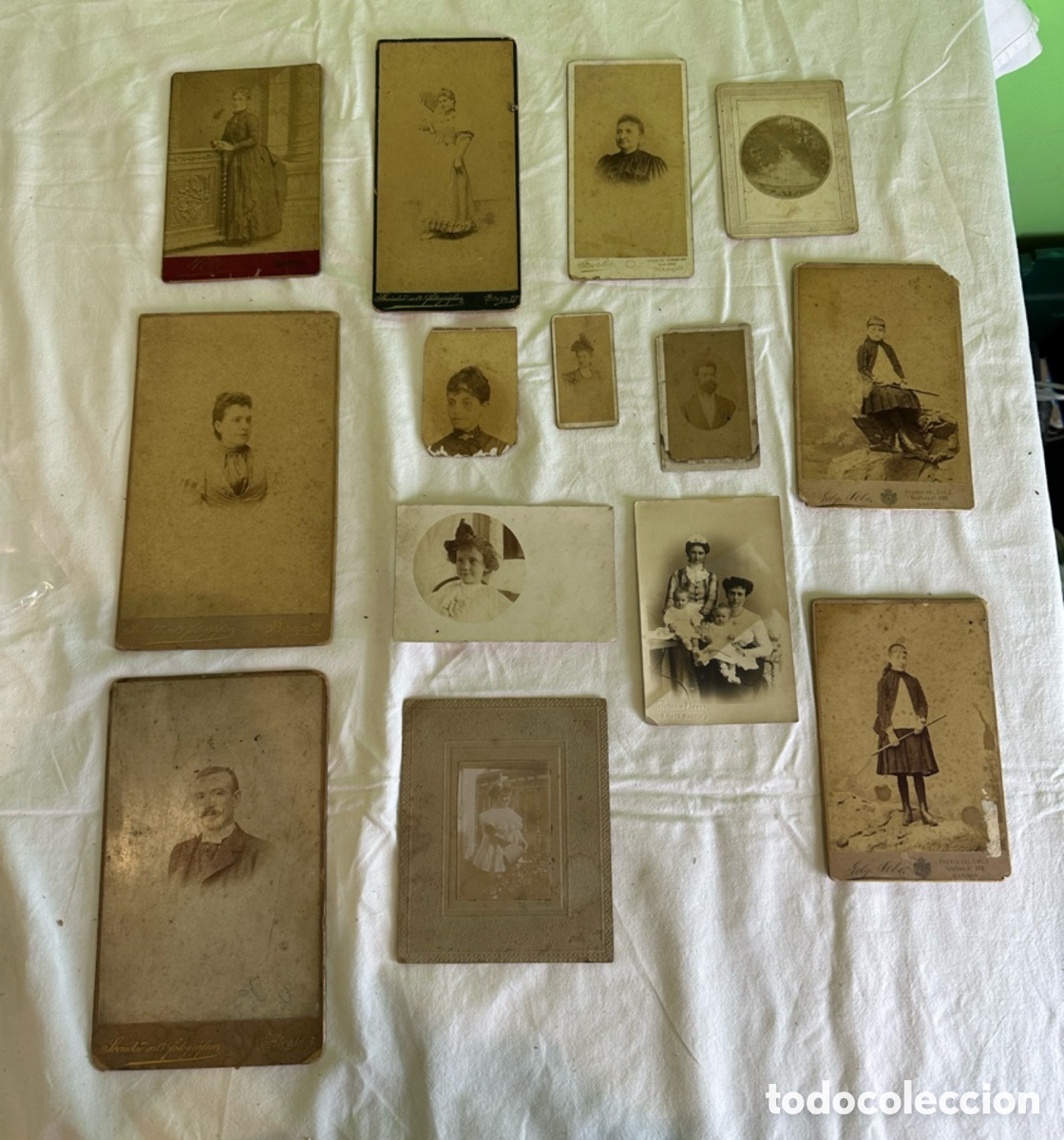 Fotograf&iacute;a antigua: Lote 14 fotograf&iacute;as alb&uacute;minas originales carte de visite siglo XIX colecci&oacute;n
