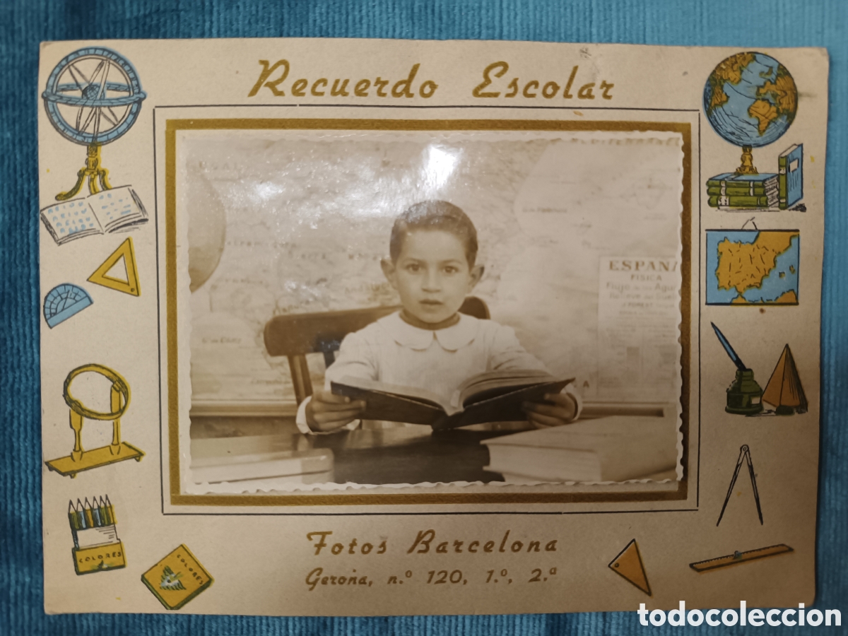Fotograf&iacute;a antigua: Recuerdo Escolar. Fotos Barcelona