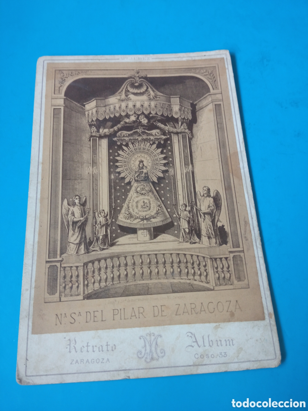 Fotograf&iacute;a antigua: Antigua fotograf&iacute;a, Nuestra Se&ntilde;ora del Pilar, Mariano Judez, Coso 33, Zaragoza, mide 16,5x10, 8cm
