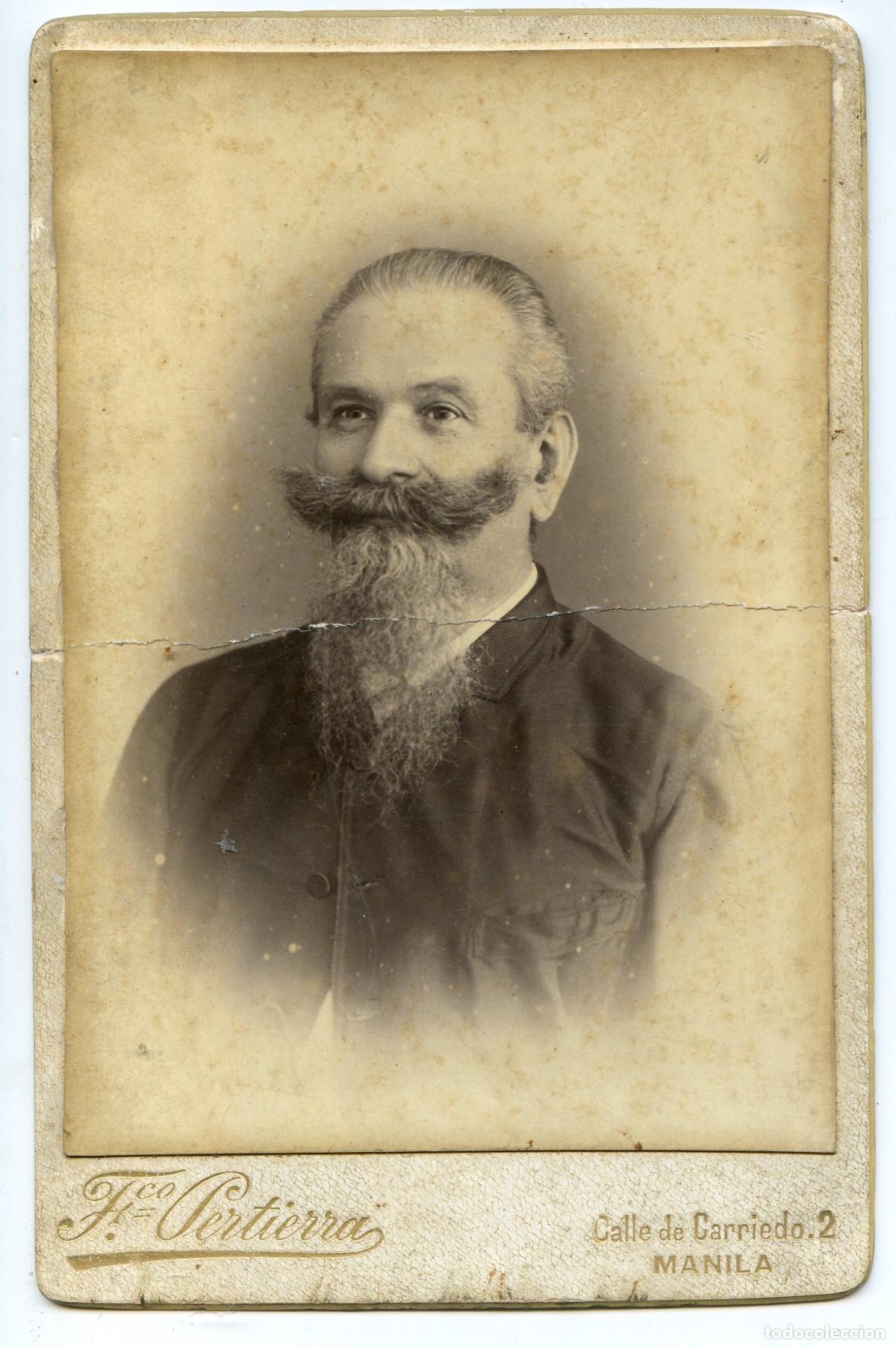 Fotograf&iacute;a antigua: Retrato de caballero formato cabinet, Francisco Pertiera, Manila, Filipinas, circa 1880