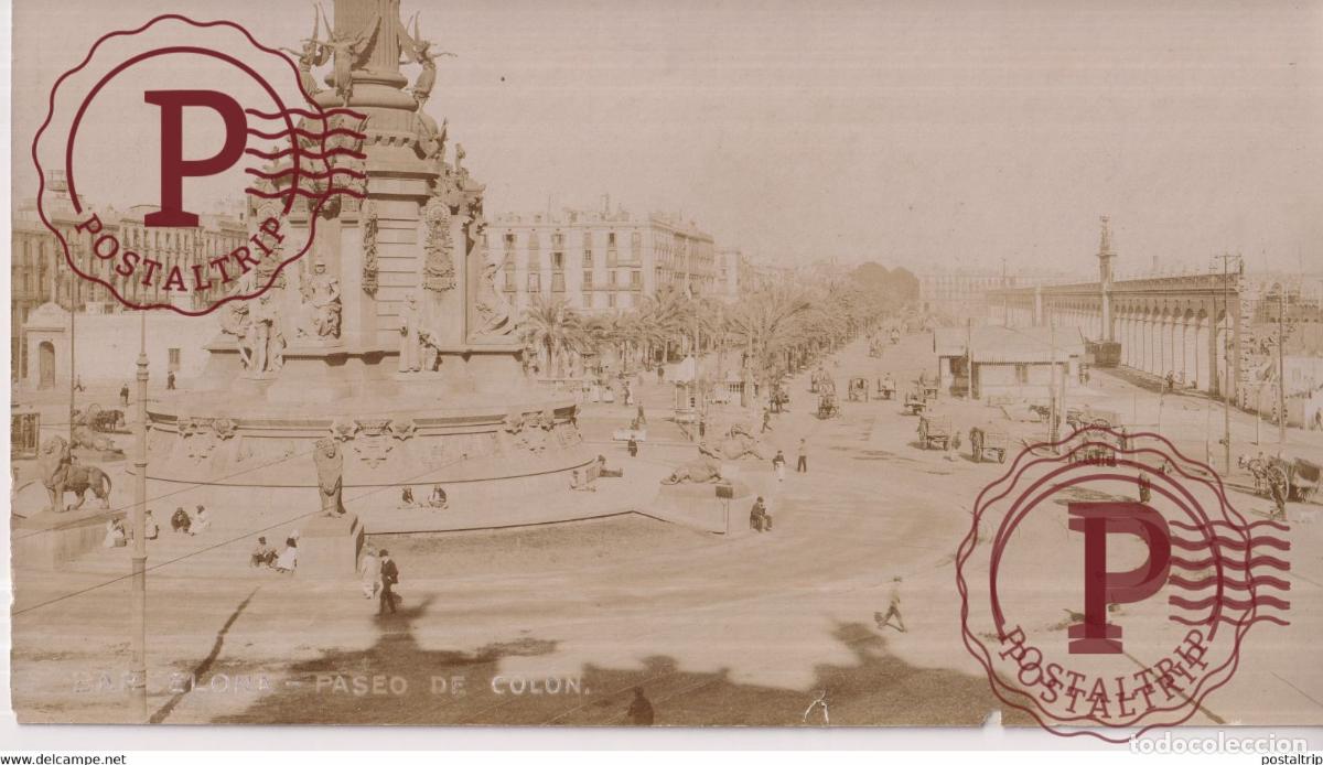 Fotograf&iacute;a antigua: BARCELONA PASEO DE COL&Oacute;N 23X12CM BARCELONA CATALU&Ntilde;A ESPA&Ntilde;A SPAIN.