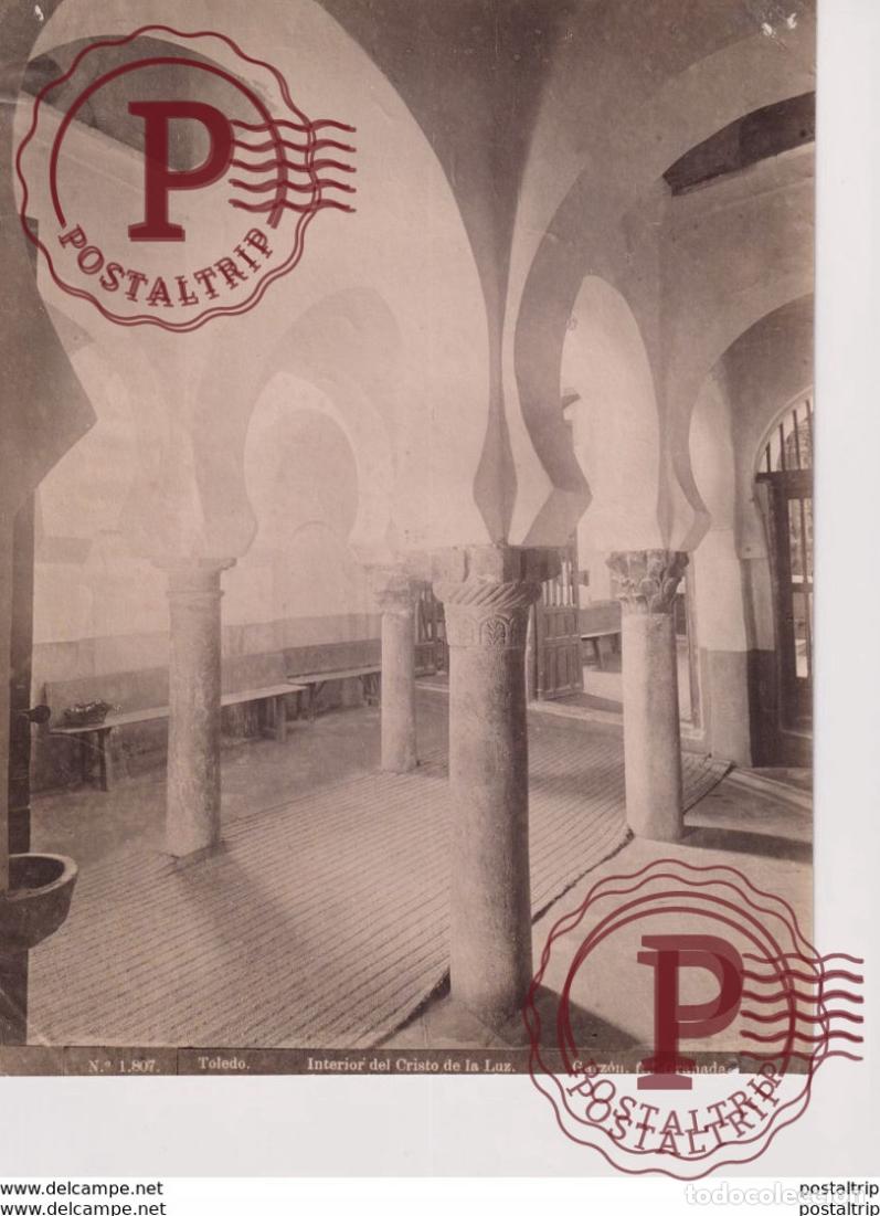 Fotograf&iacute;a antigua: FOTOGRAFIA ANTES DE 1900. ESPA&Ntilde;A SPAIN. TOLEDO. INTERIOR DEL CRISTO DE LA LUZ. - GARZON. 26X20CM