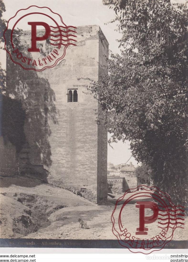 Fotograf&iacute;a antigua: FOTOGRAFIA ANTES DE 1900. ESPA&Ntilde;A SPAIN. GRANADA. ALHAMBRA. EXTERIOR DE LA TORRE DE... SE&Ntilde;AN Y GON