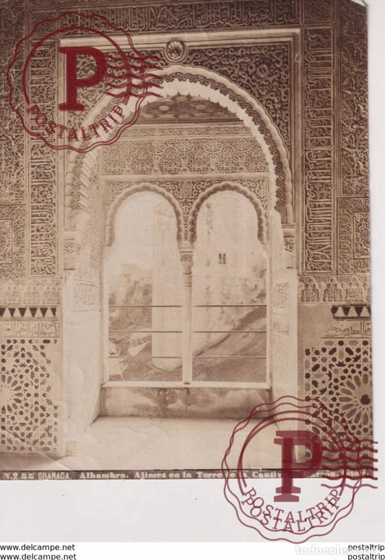 Fotograf&iacute;a antigua: GRANADA ALHAMBRA AJIMEZ EN LA TORRE DE LA CAUTIVA GARZON 20*15CM ANTES DE 1900. ESPA&Ntilde;A SPAIN