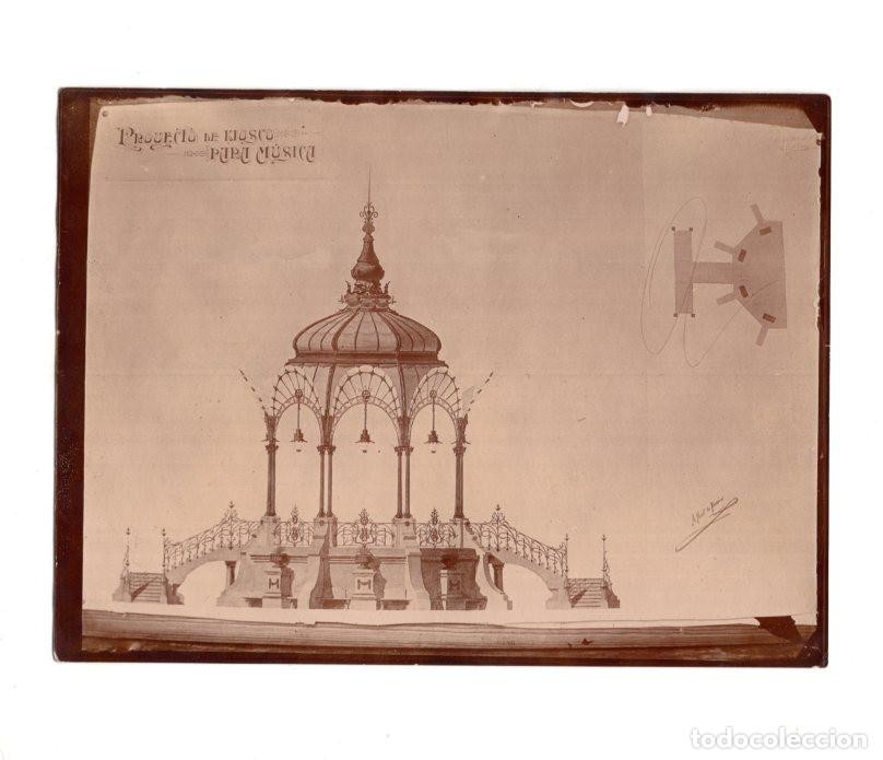 Fotograf&iacute;a antigua: PROYECTO DE KIOSCO DE M&Uacute;SICA. EXAMEN DE 1&ordm; DE PROYECTOS. JUNIO DE 1908. 12X9.