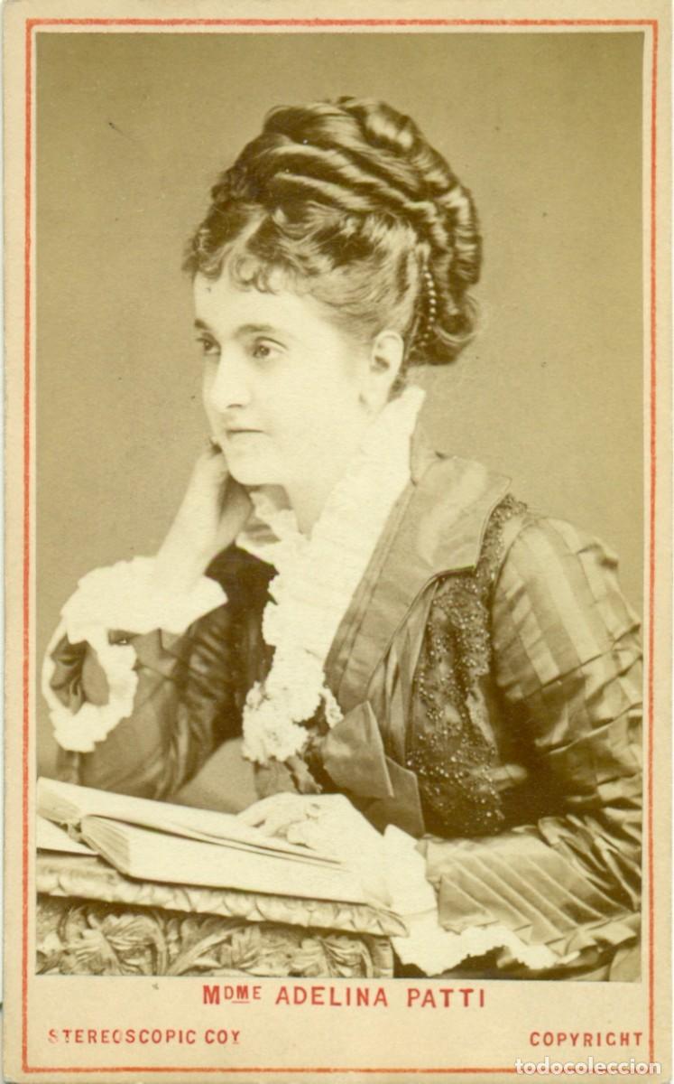 Fotograf&iacute;a antigua: ADELINA PATTI. CANTANTE DE &Oacute;PERA. HACIA 1870. TIPO CDV. MUY RARA.