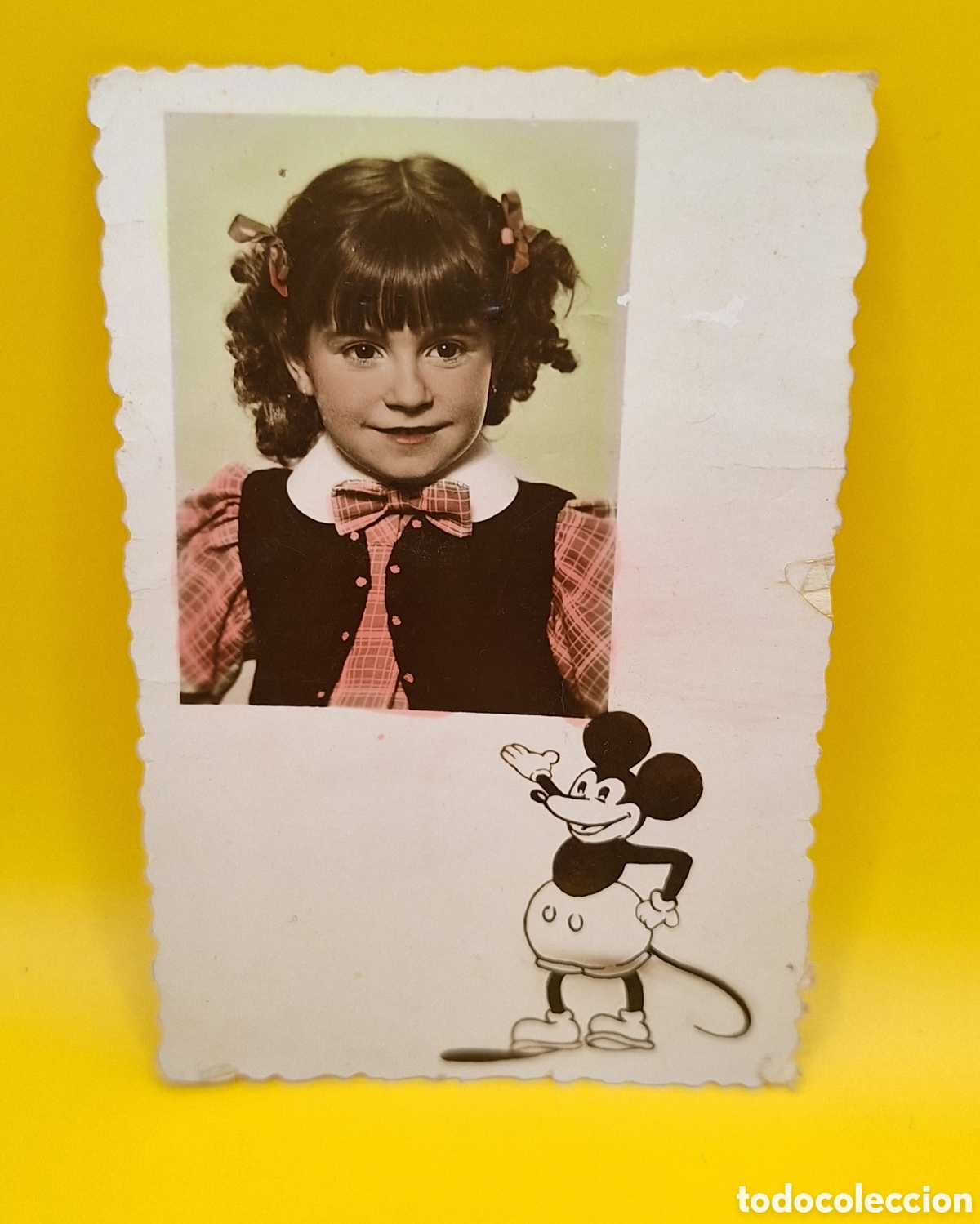 Fotograf&iacute;a antigua: Antigua Fotografia Ni&ntilde;a Fotomontaje Mickey Mouse A. Guirau - Valencia