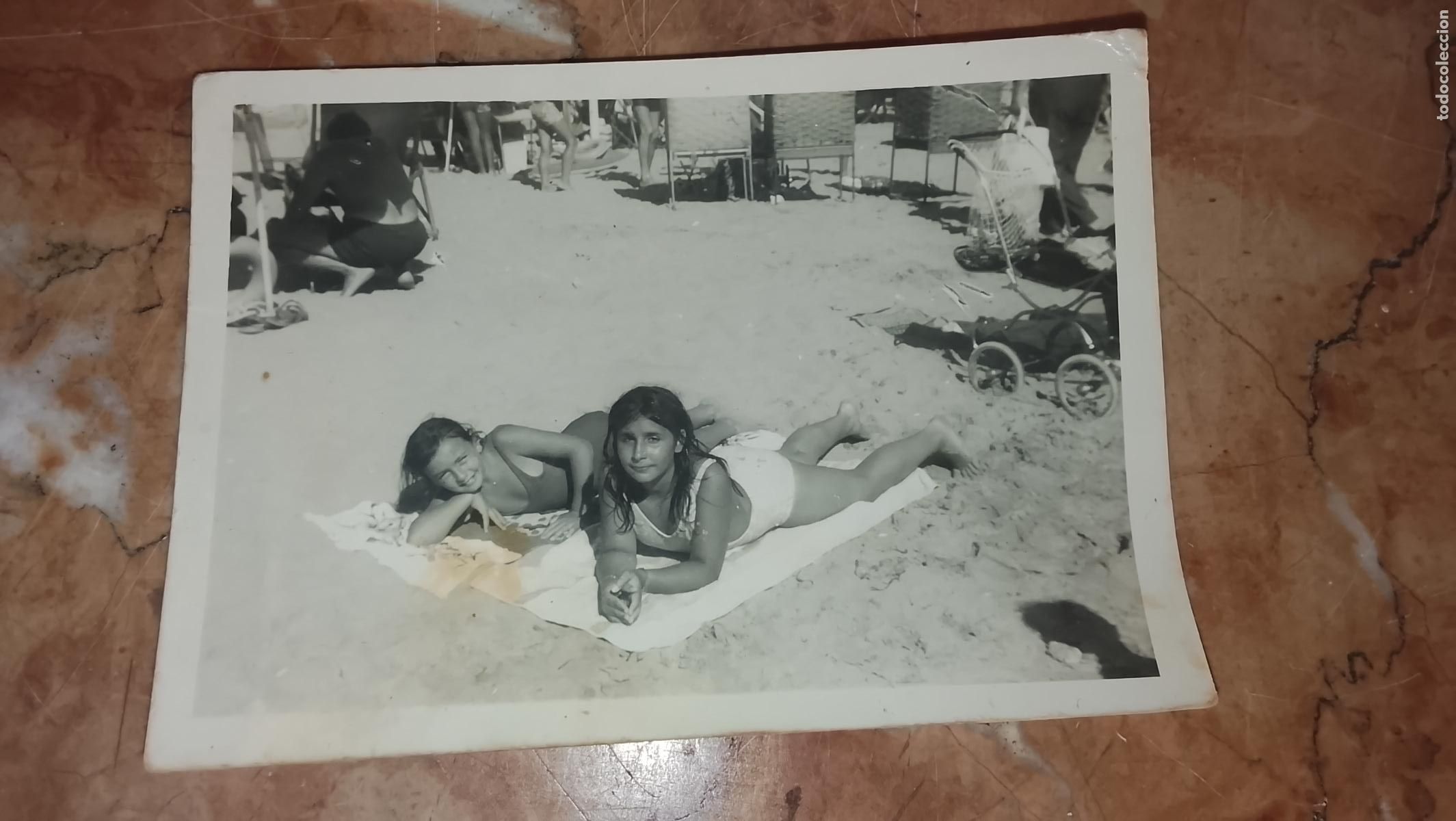 Fotograf&iacute;a antigua: ANTIGUA FOTOGRAFIA ALBUMINA EN LA PLAYA CADIZ