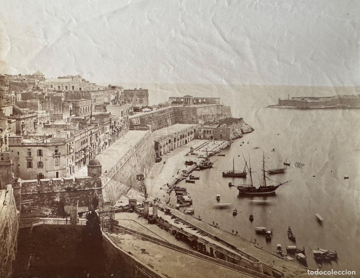 Fotograf&iacute;a antigua: FOTOGRAF&Iacute;A ALB&Uacute;MINA - VISTA PANOR&Aacute;MICA DEL PUERTO DE LA VALETA - MALTA - CIRCA 1880