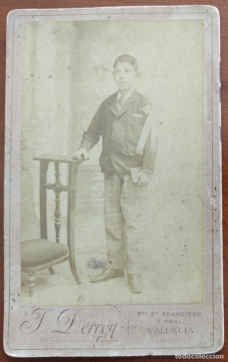 Fotograf&iacute;a antigua: RETRATO DE UN JOVEN - FOT&Oacute;GRAFO J. DERREY, VALENCIA