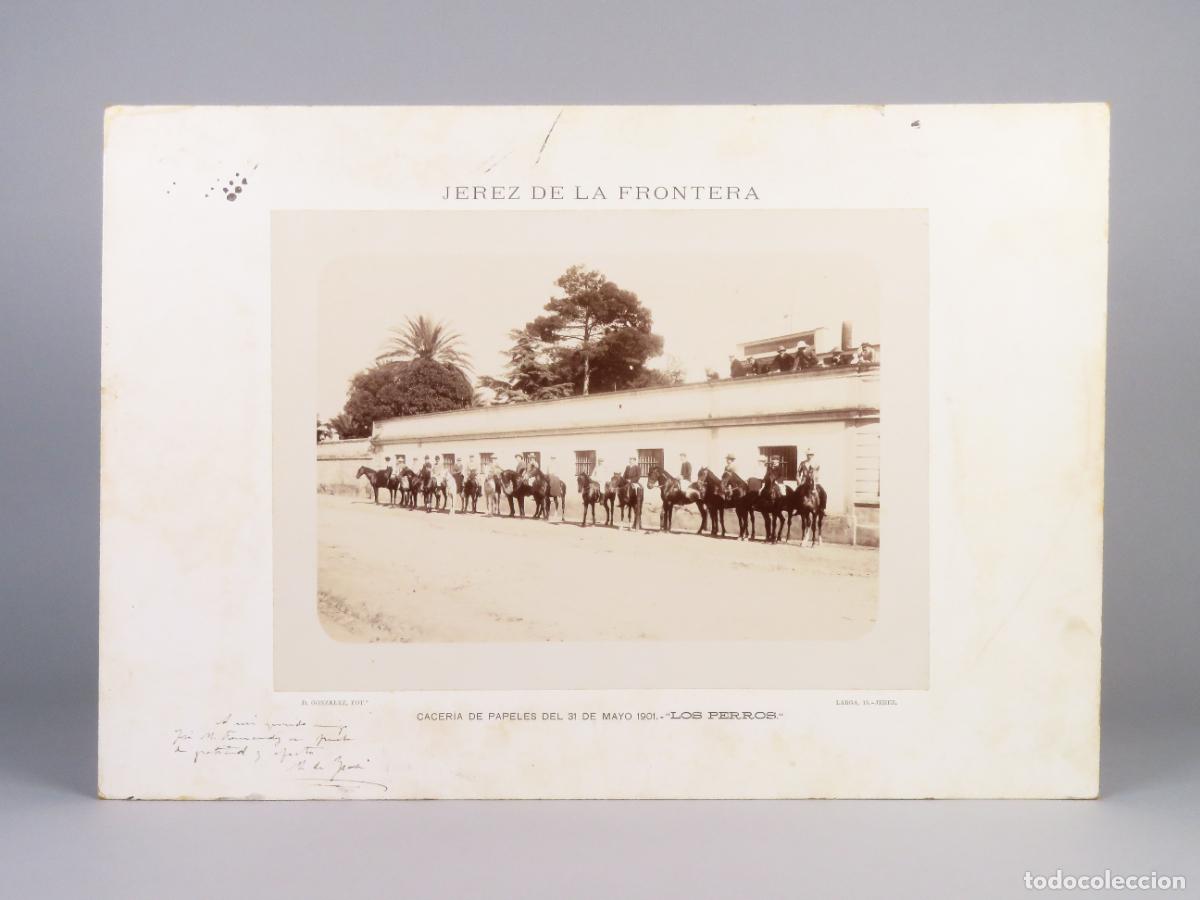 Fotograf&iacute;a antigua: Fotograf&iacute;a Cacer&iacute;a Papeles jinetes Los Perros Jerez Frontera 31 mayo 1901 Fot&oacute;grafo D Gonz&aacute;lez