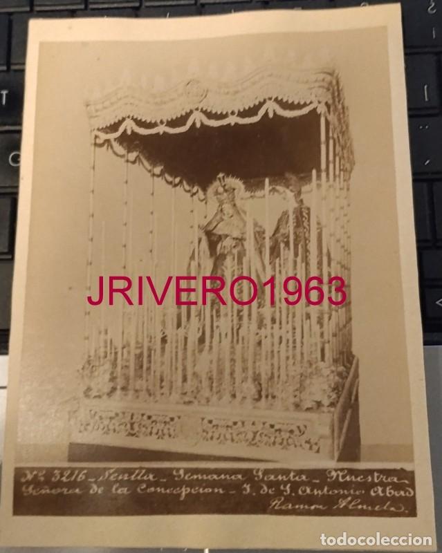 Fotograf&iacute;a antigua: SEMANA SANTA SEVILLA, SIGLO XIX, VIRGEN DE LA CONCEPCION, EL SILENCIO, 11X15 CMS