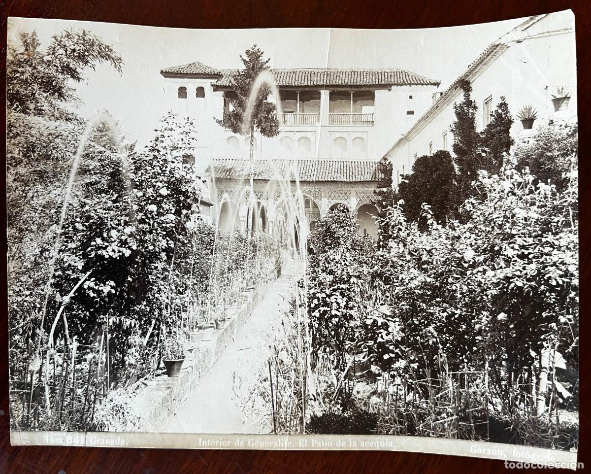 Fotograf&iacute;a antigua: GARZON, GRANADA, JARDINES DE LA ALHAMBRA, FOTOGRAFIA ALBUMINA, MIDE 21 X 16 CMS. APROXIMADAMENTE