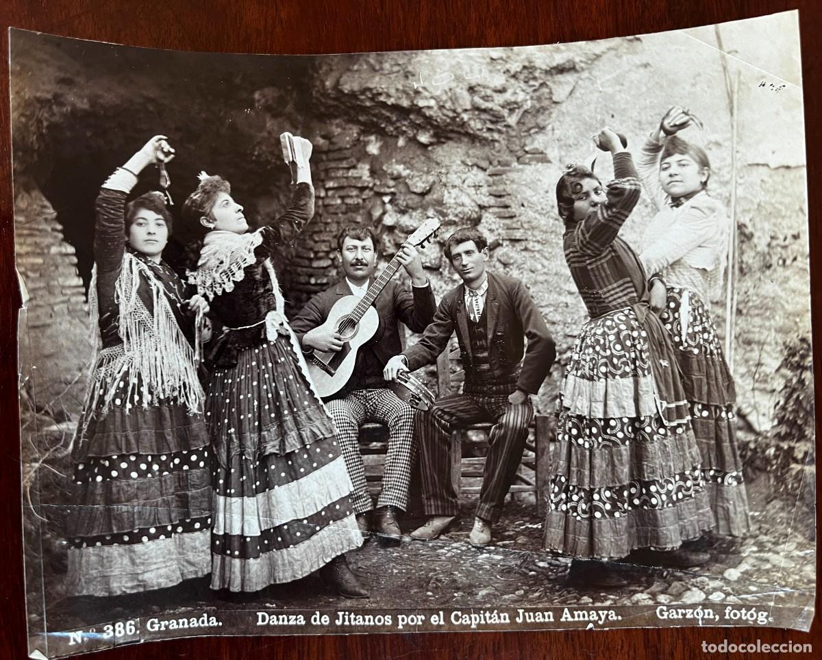 Fotograf&iacute;a antigua: GARZON, GRANADA N&ordm; 386, DANZA DE JITANOS POR EL CAPITAN JUAN AMAYA, FOTOGRAFIA ALBUMINA, MIDE 20,3 X