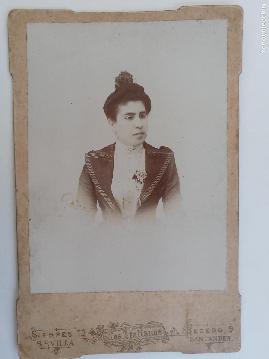 Fotograf&iacute;a antigua: PRECIOSA FOTO DE ESTUDIO DE SE&Ntilde;ORITA DEL SIGLO XIX . DE LOS ITALIANOS , SEVILLA - SANTANDER