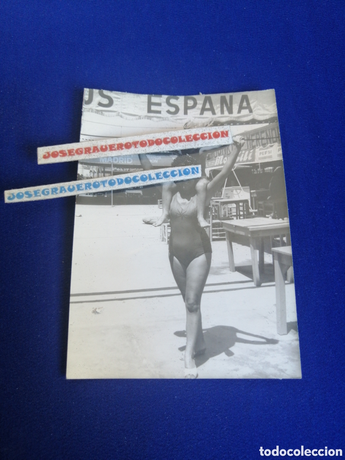 Alte Fotografie: BA&Ntilde;OS ESPA&Ntilde;A - MODELO EN BA&Ntilde;ADOR - VALENCIA PLAYA MALVARROSA-BATHROOMS SPAIN - MODEL IN SWIMSUIT