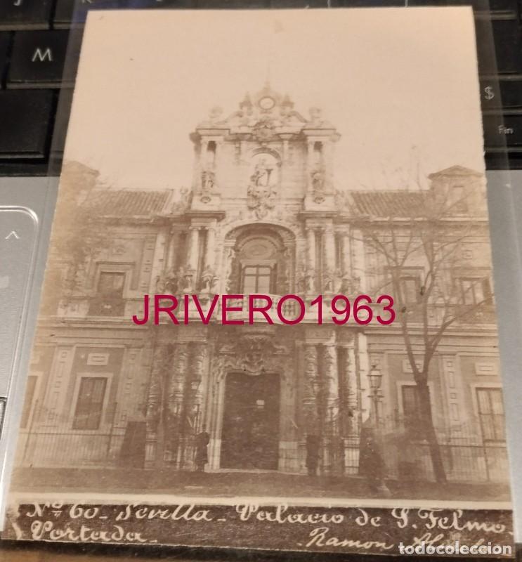 Fotograf&iacute;a antigua: SEVILLA, SIGLO XIX, PORTADA PALACIO DE SAN TELMO, FOT.RAMON ALMELA, 98X132MM