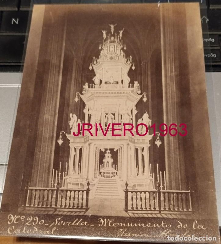 Fotograf&iacute;a antigua: SEVILLA, SIGLO XIX, PORTADA MONUMENTO DE LA CATEDRAL, FOT.RAMON ALMELA, 98X132MM