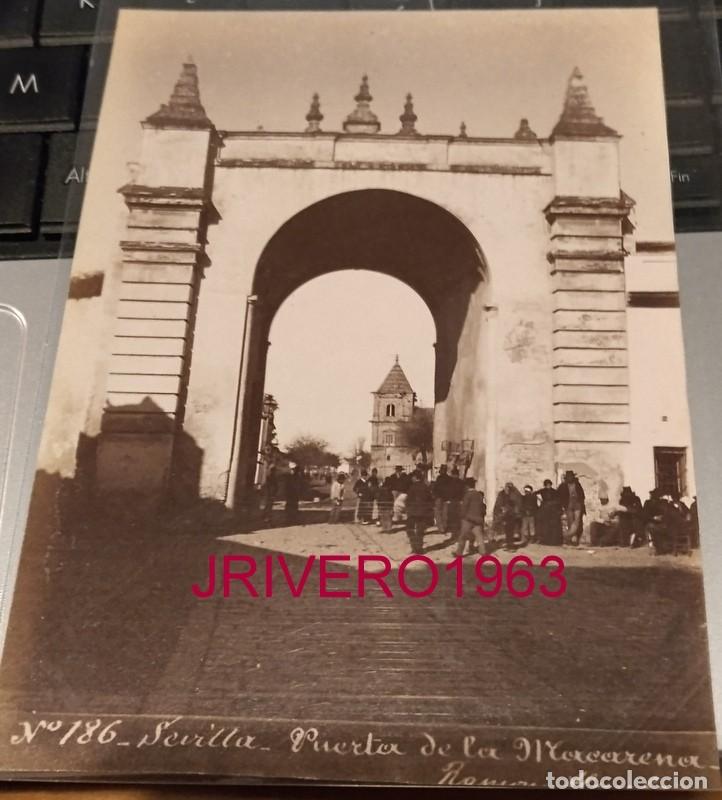 Fotograf&iacute;a antigua: SEVILLA, SIGLO XIX, PUERTA DE LA MACARENA, FOT.RAMON ALMELA, 98X132MM