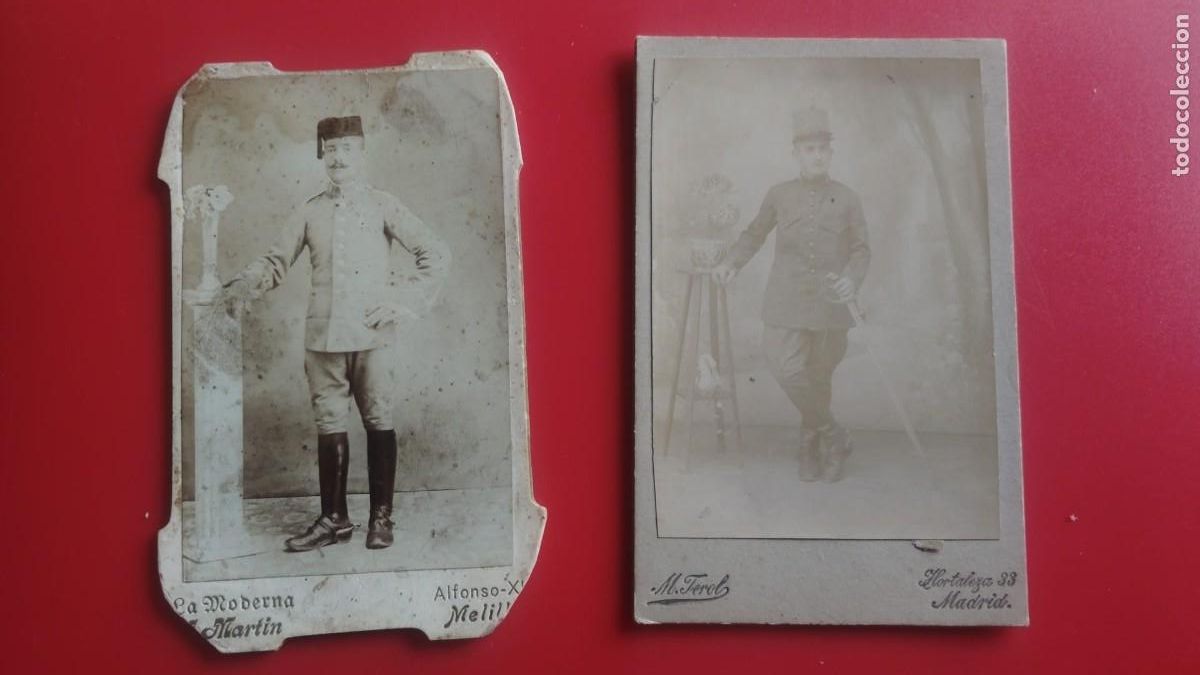 Fotograf&iacute;a antigua: J. MARTIN.-LA MODERNA.-MELILLA.-M. TEROL.-MADRID.-ALBUMINAS.-MILITARES.-SIGLO XIX.