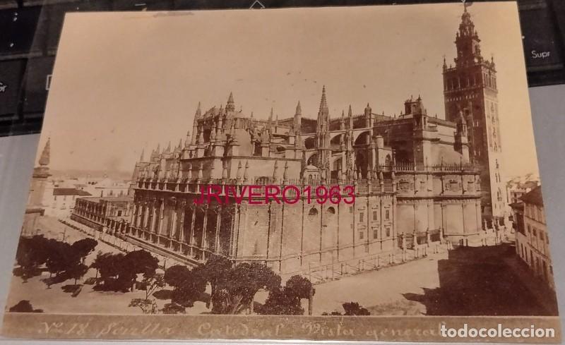 Fotograf&iacute;a antigua: SEVILLA, SIGLO XIX, ALBUMINA VISTA GENERAL DE LA CATEDRAL, 98X130MM