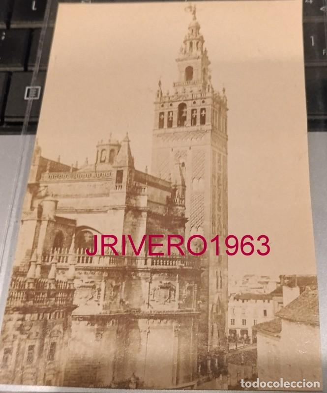 Fotograf&iacute;a antigua: SEVILLA, SIGLO XIX, ALBUMINA VISTA DE LA GIRALDA Y LA CATEDRAL, 98X130MM