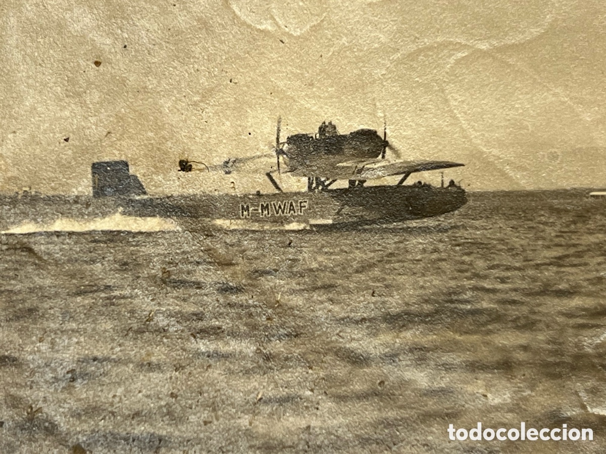 Fotograf&iacute;a antigua: Hidroavi&oacute;n Dornier.. Ramon Franco.. en el Mar menor. Foto Casau ? Med&iacute;das: 14 x 9 cm.