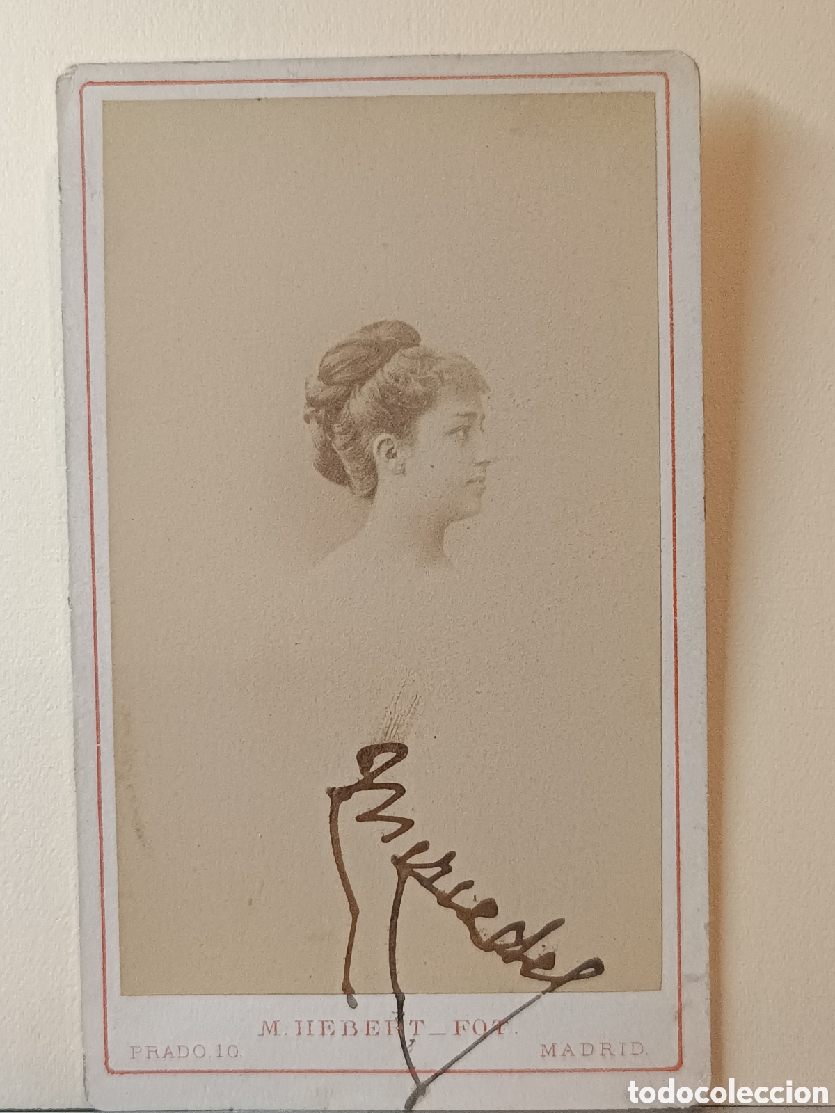 Fotograf&iacute;a antigua: FOTOGRAF&Iacute;A CARTE DE VISITE RETRATO DE DAMA FIRMA &rdquo;MERCEDES&rdquo; P. M. HEBERT, PRADO 10, MADRID SIGLO XIX