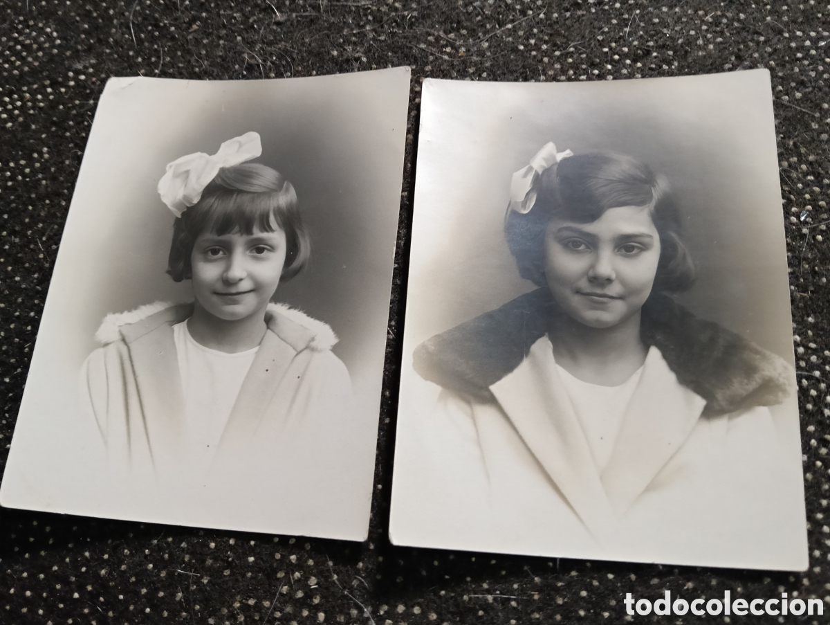 Fotograf&iacute;a antigua: 1926 fotograf&iacute;a de dos hermanas mide 10 x 8 cm
