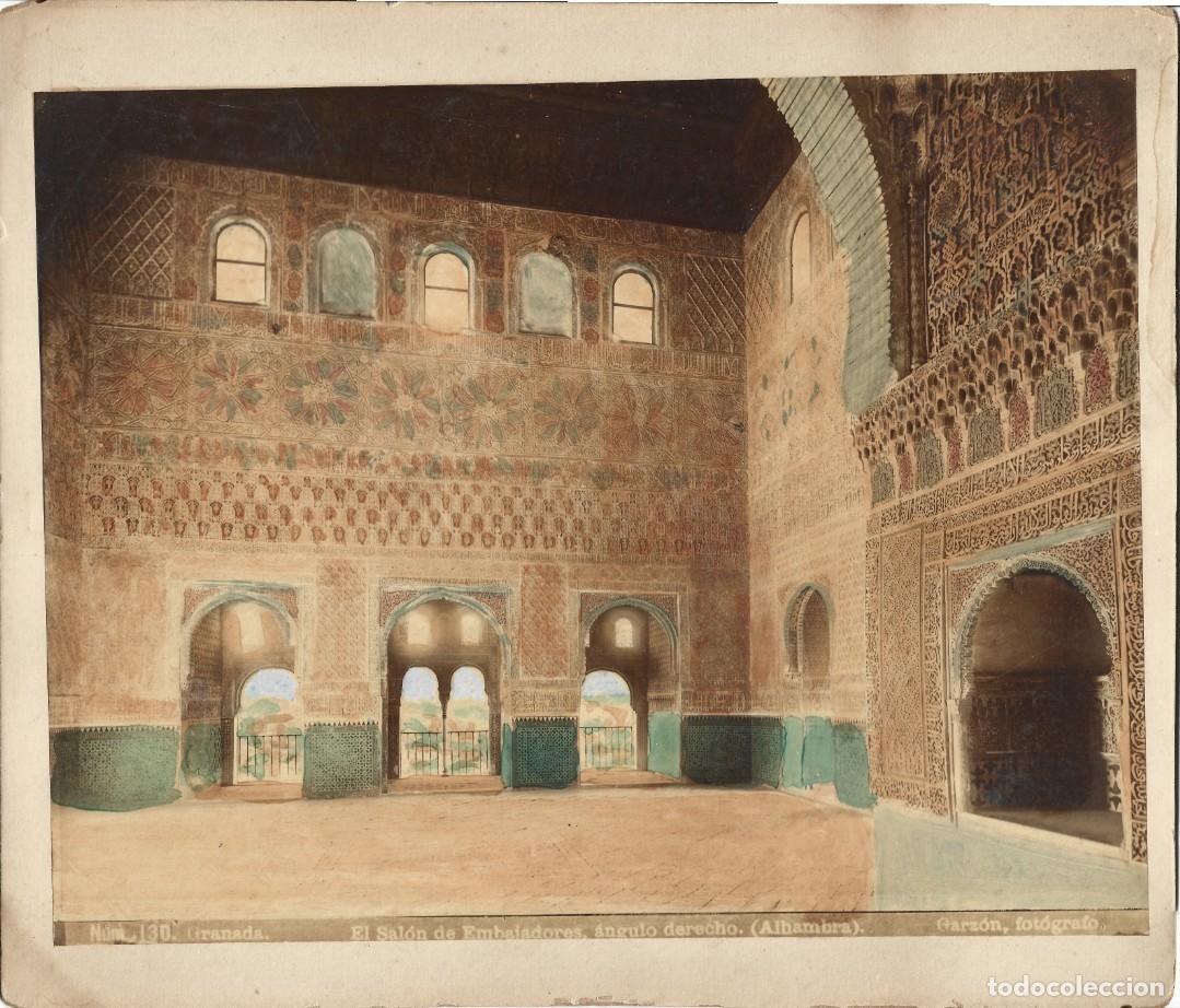 Fotograf&iacute;a antigua: 1890ca Fotograf&iacute;a alb&uacute;mina iluminada Alhambra Granada Sal&oacute;n Embajadores [Garz&oacute;n]