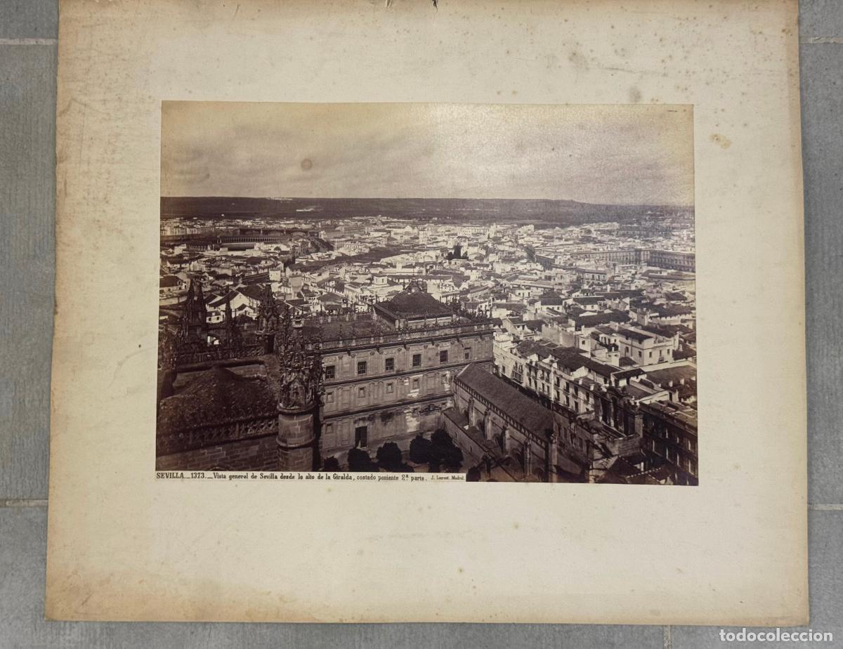 Fotograf&iacute;a antigua: SEVILLA - VISTA GENERAL DESDE LO ALTO DE LA GIRALDA - FOTO LAURENT - FOTOGRAF&Iacute;A ALBUMINA ANTIGUA