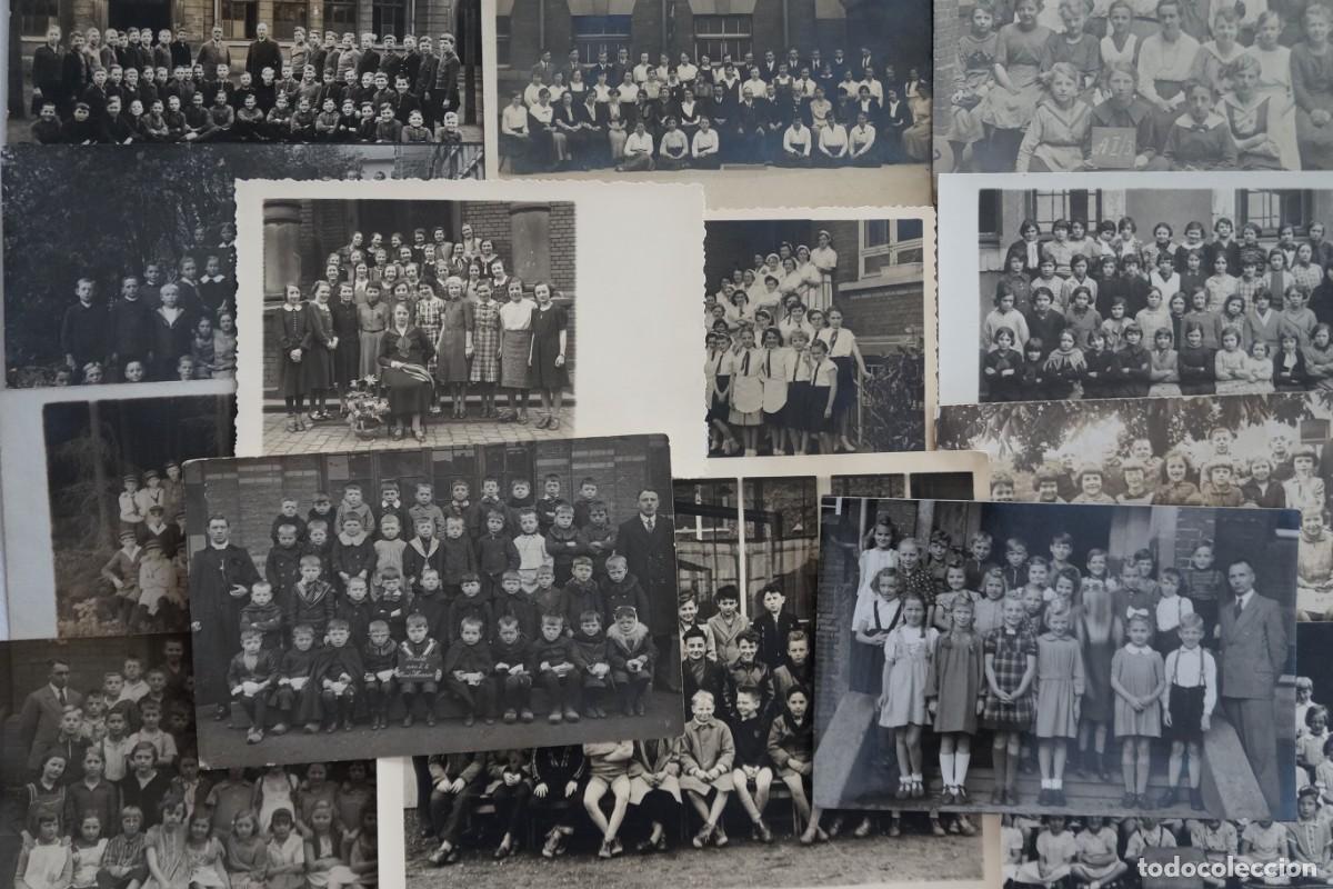Fotograf&iacute;a antigua: Lote de 13 fotograf&iacute;as antiguas en blanco y negro. Formato postal. Escolares.