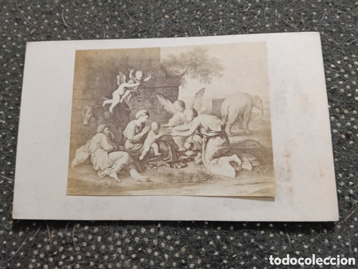 Fotograf&iacute;a antigua: 1880-1900 Fotograf&iacute;a de unos ni&ntilde;os guiados por los Angelitos 10,5 x 6,5 cm