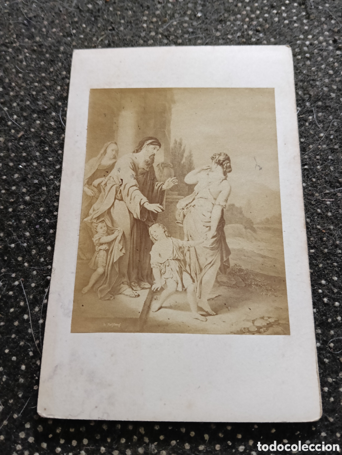 Fotograf&iacute;a antigua: 1880-1900 Fotograf&iacute;a de unos padres peleando por los hijos 10,5 x 6,5 cm