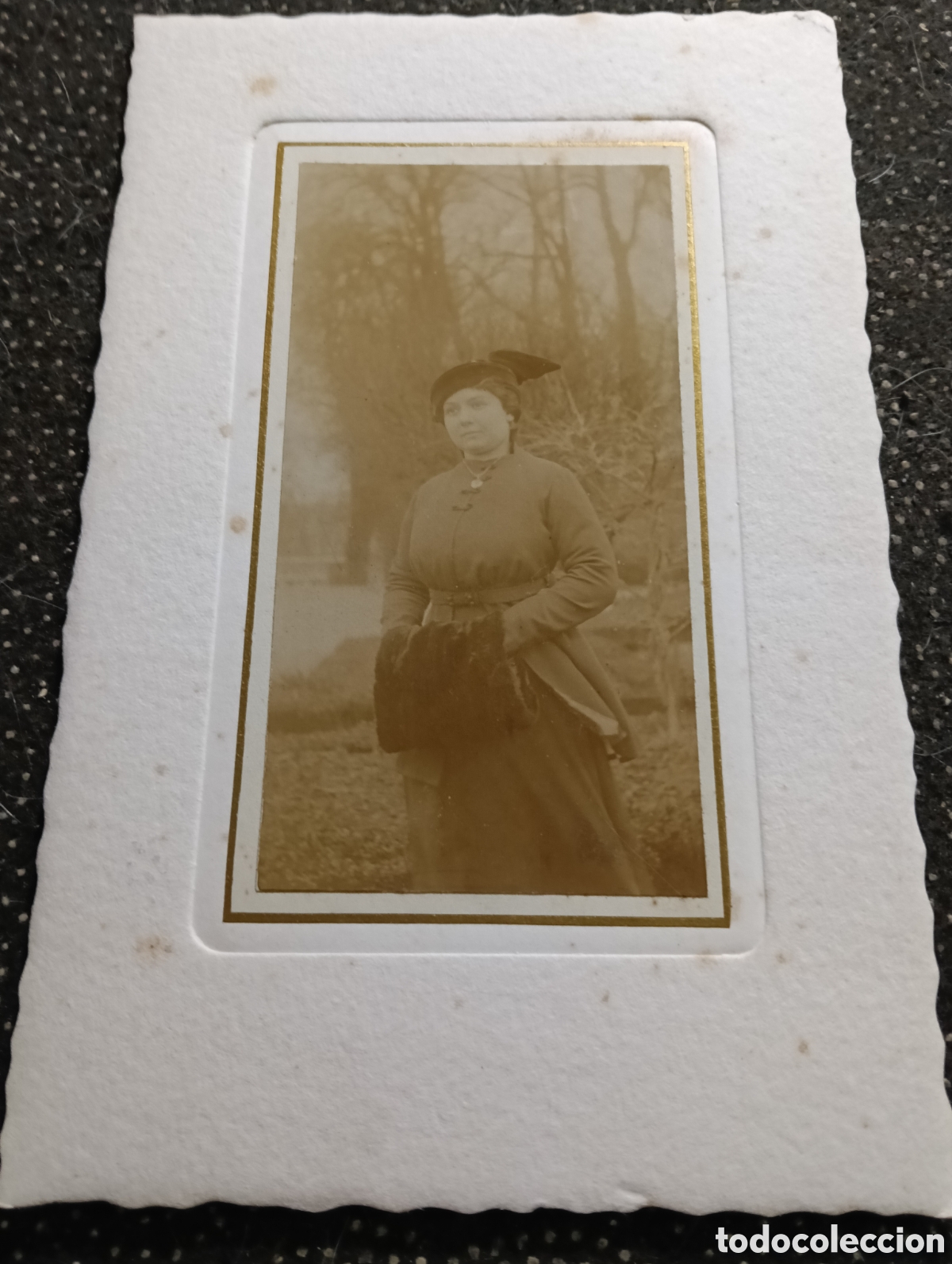 Fotograf&iacute;a antigua: 1880-1900 &Eacute;poca Victoriana Fotograf&iacute;a de una se&ntilde;ora vestida para la ocasi&oacute;n 17 x 11 cm aprox.