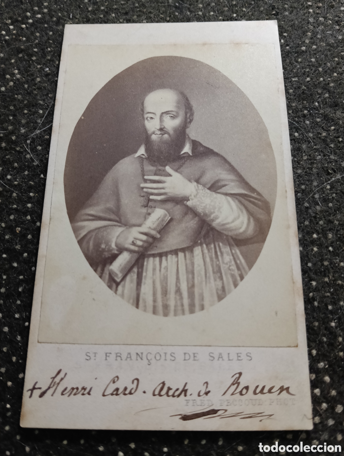 Fotograf&iacute;a antigua: 1880-1900 &Eacute;poca Victoriana Fotograf&iacute;a o dibujo de San Francisco de Sales de 1865 10,5 x 6,5 cm apro