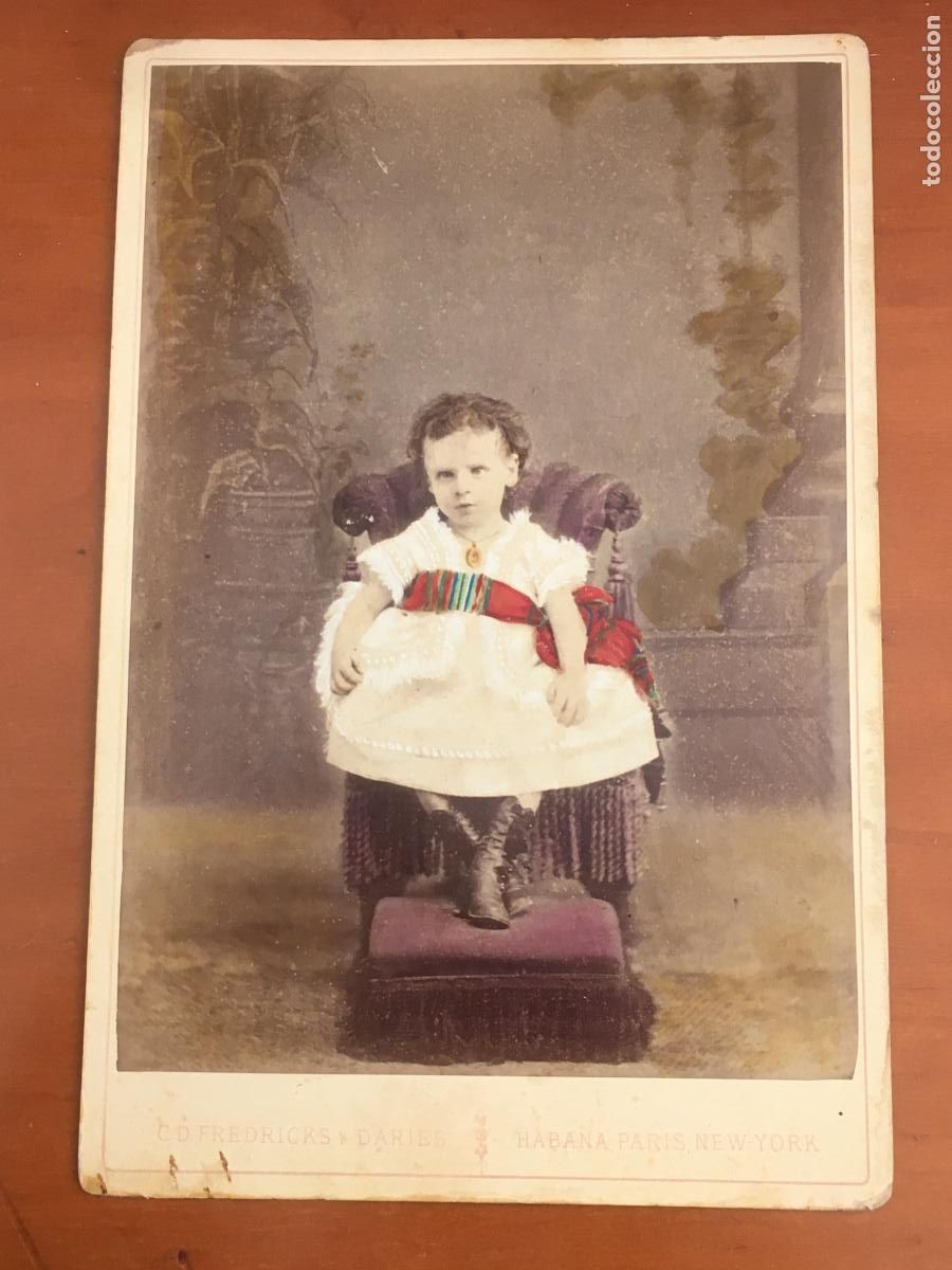 Fotograf&iacute;a antigua: foto albumina coloreada original 1874 fredricks daries la habana
