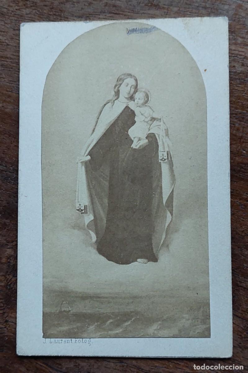 Fotograf&iacute;a antigua: LAURENT FOTOGRAFIA VIRGEN CON EL NI&Ntilde;O c. 1870? CARTE DE VISITE