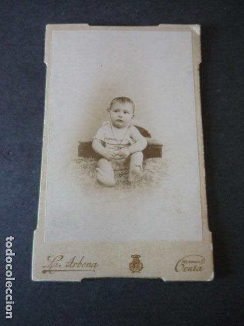 Antique Photography: RETRATO DE NI&Ntilde;O JUAN DE LARA DE PABLOS L. ARBONA FOTOGRAFIA CEUTA 10 X 16,5 CM